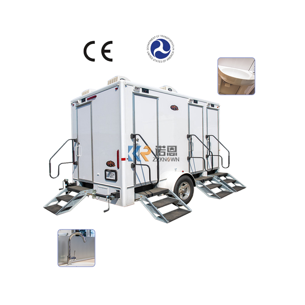 Outdoor Toilet Portable Luxury Restroom Trailer Public Mobile Restroom Cleaning Trailer One Stall On Wheels Kitchen