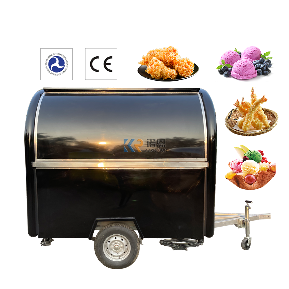 220cm Length Cart Coffee Catering Concession Food Cart Fast Food Trailer Truck with 2 Big Wheels