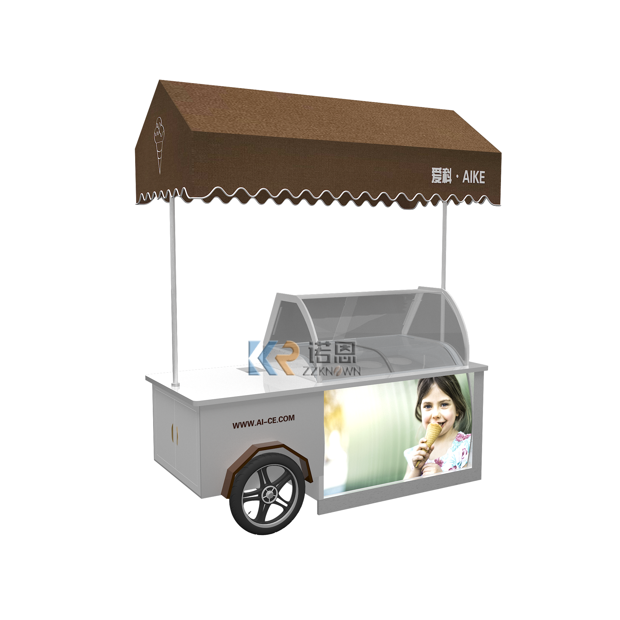 High Efficiency Bicycle Ice Cream Cart Bike Outdoor Mobile Ice Cream Truck Cart For Sale