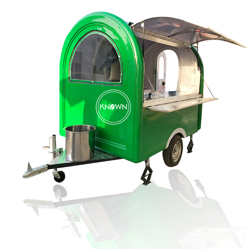 KN-FR-220B Green Color Can Be Customized Food Trailer Cart Truck For Snack on Street