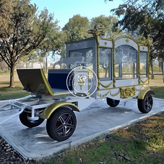 Golden Horse Hearse retro Style Silver Finish Funeral Carriage/customized Electric Horse Hearse