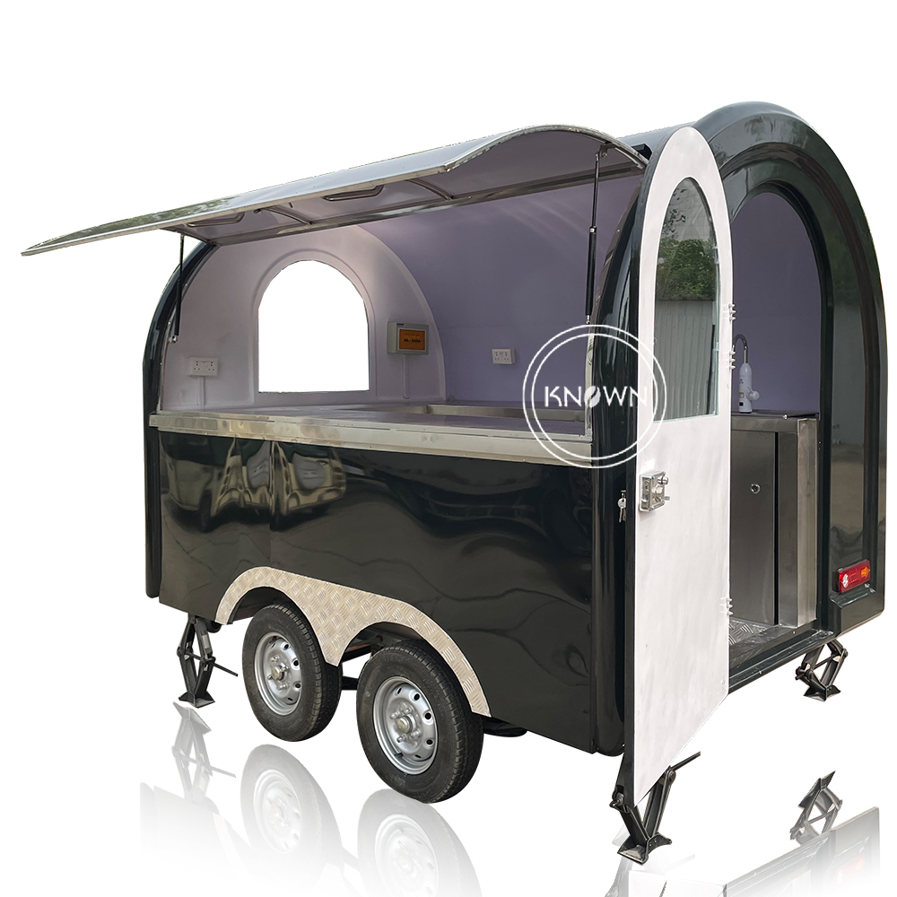 KN-FR-280DW Good Quality Mobile Food Fried Ice Cream Cart Trailer Puff Shaved Ice Stall Cart 