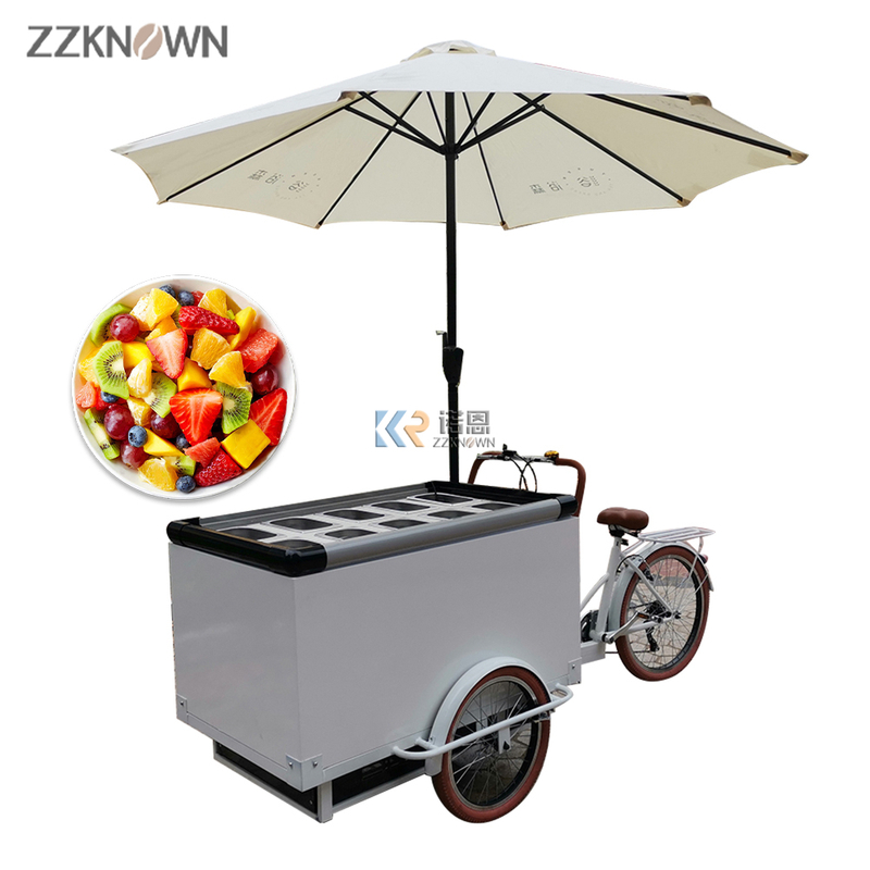 Vending Ice Cream Bike Freezer Display Cart Fruit Salad Retail Trike Electric Cargo Bike Mobile Fridge Fruit Tricycle for Sale