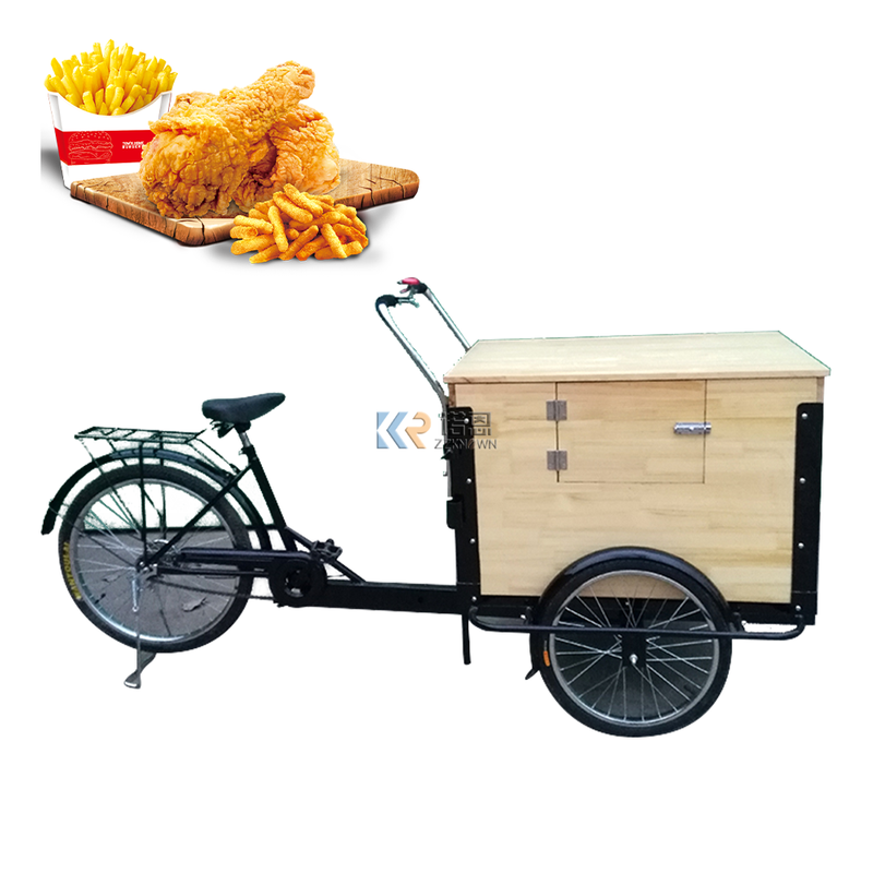 3 Wheel Electric Coffee Snacks Bike with Wooden Box Tricycle for Street Small Mobile Business