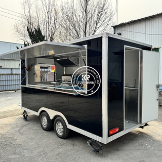 Inventory Promotion 4 *2*2.35m (13 *6.5*7.5ft) Food Truck Catering Coffee Ice Cream Pizza Hotdog Trailer With Two Divided Glass Sliding Window