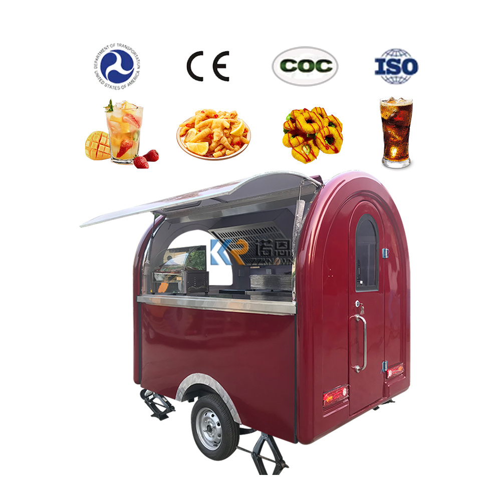 KN-220B Mobile Food Trailer Coffee Ice Cream Cart Hot Dog Red Wine Kiosks Van Truck with Cooking Equipment for Sale