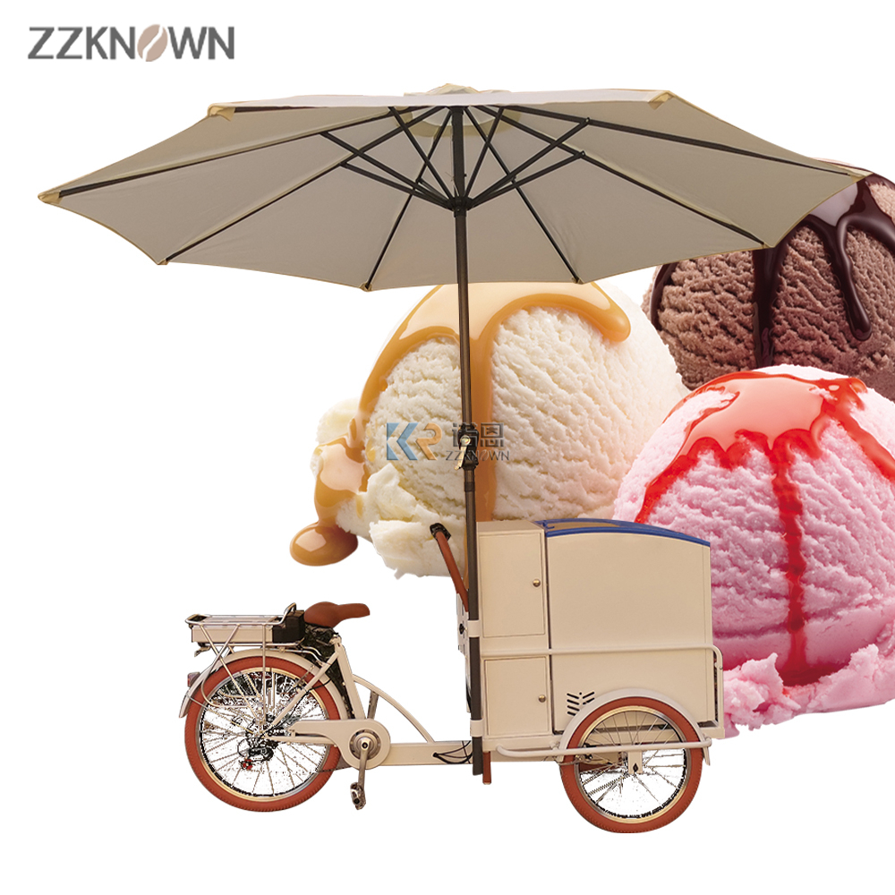 Mobile 3 Wheel Electric Freezer Trike Ice Cream Cargo Bikes for Sale Tricycle Cart with Ice Box