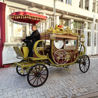 Red Royal Carriage Luxury Electric Golden Royal Horse Carriage Wedding Horse Carts Gorgeous Romantic Royal Wedding Horse Buggy