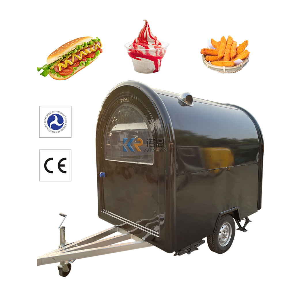220cm Length Cart Coffee Catering Concession Food Cart Fast Food Trailer Truck with 2 Big Wheels