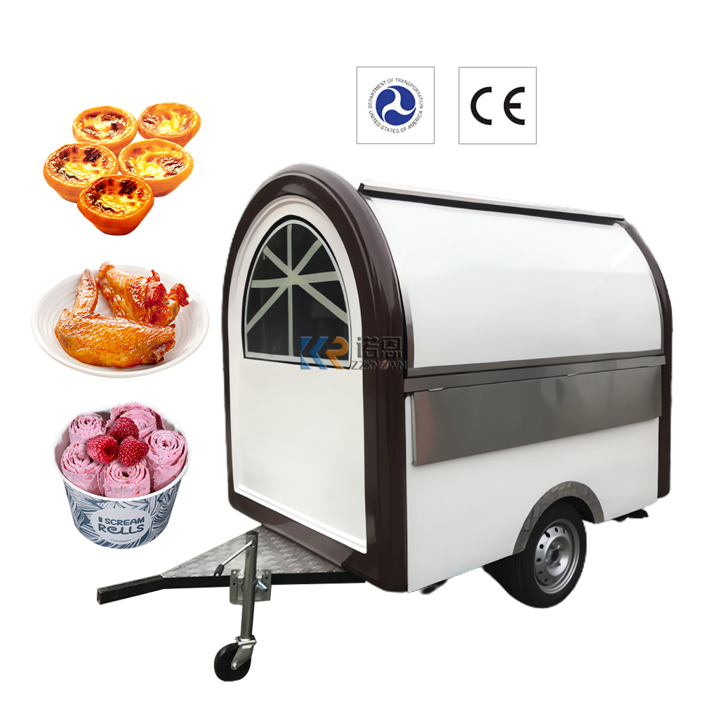 White Brown Color 220*160*210 Street Vending Food Cart Mobile Food Trucks trailer for Sale