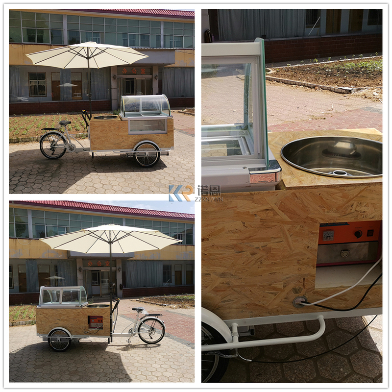 Customize Food Cart Bike Cotton Candy Floss Machine Ice Cream Showcase Drinks Food Vending Carts for Sale
