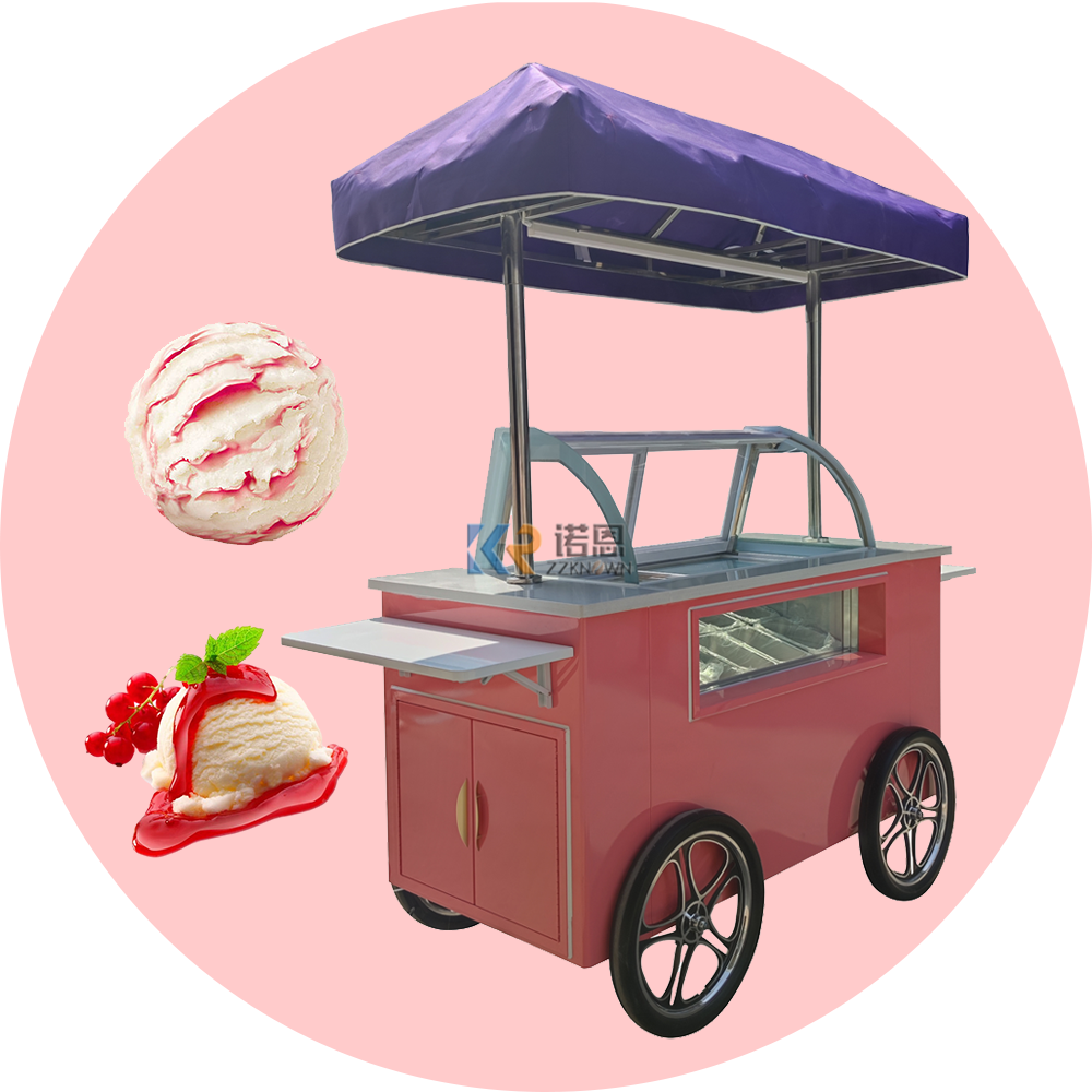 Commercial Gelato Ice Cream Display Showcase Refrigerator Freezer Italian Ice Cream Cart