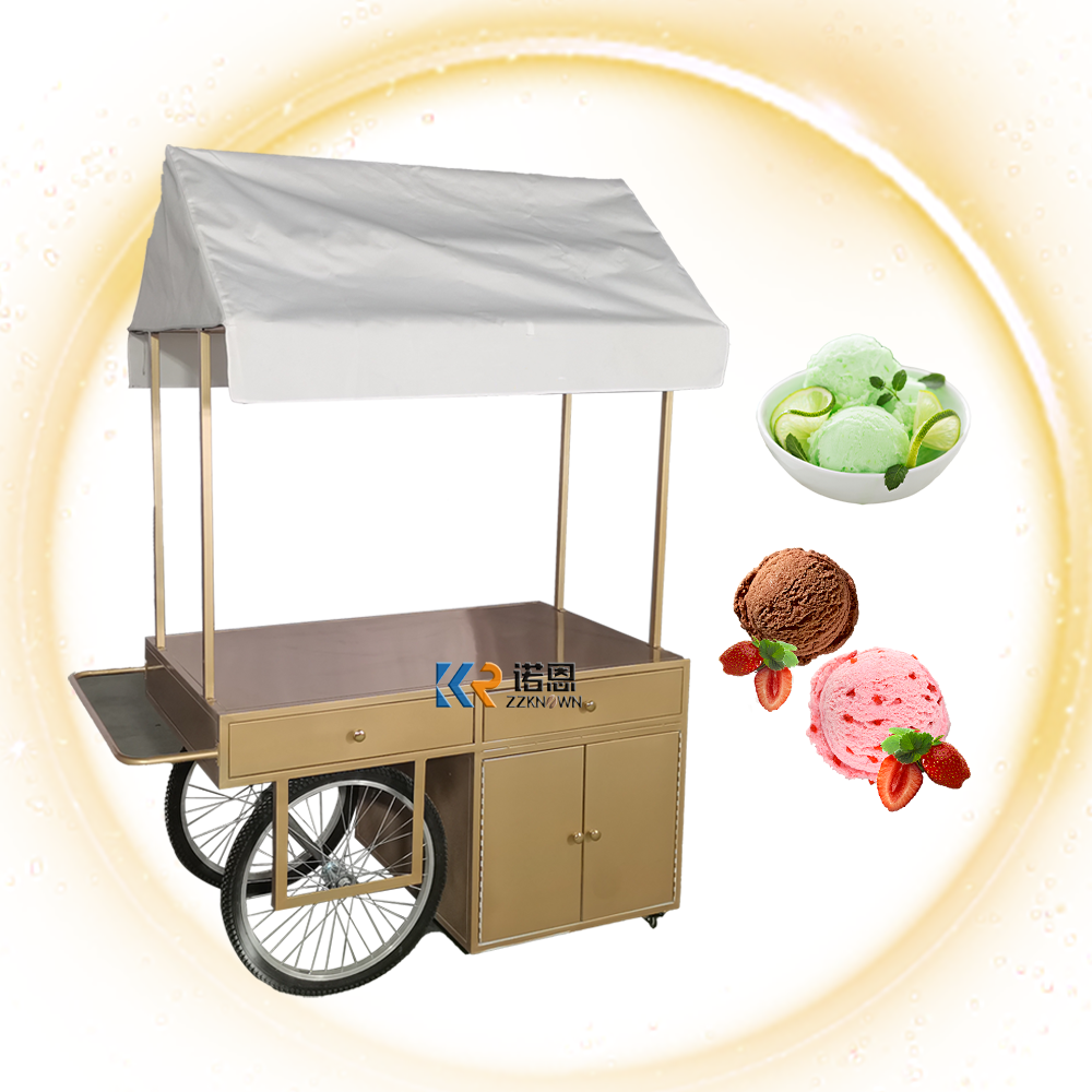 Big Capacity Ice Cream Bike Cart Ice Cream Trolley Cart Ice Cream Vending Gelato Push Cart For Sale