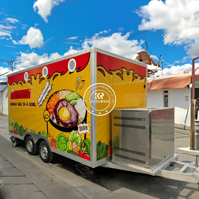 4m square food trucks with customized logos and patterns for the whole truck Mobile Caravan Kitchen Food Trailer For Sale