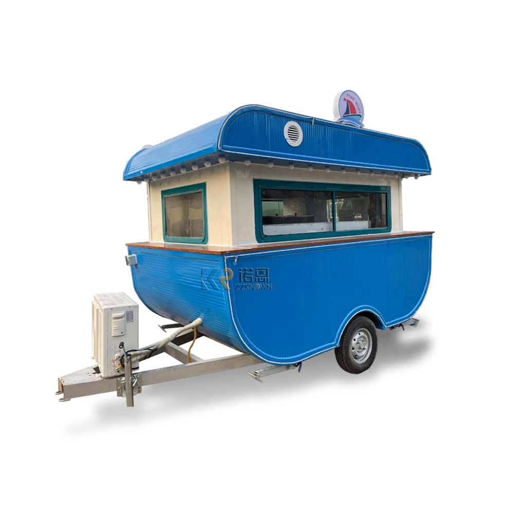 KN-BTD-300 China Vendors Boat Shape Hotdog Food Cart Food Truck Dining Car Food Trailer For Europe With Full Kitchen