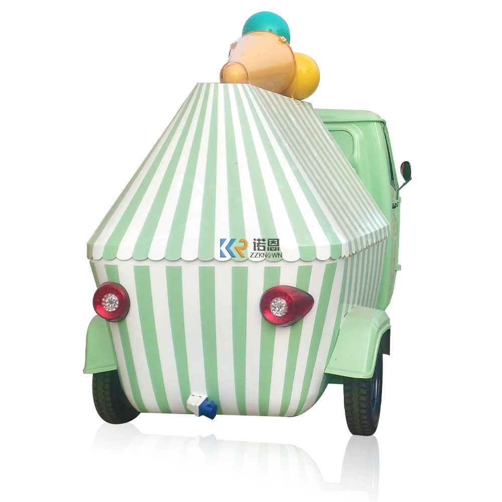 KN-APE-IC Best Selling Fruit Juice Ice Cream Kiosk Electric Tricycle Mobile Food Cart Europe Customized APE Tricycle Food Cart