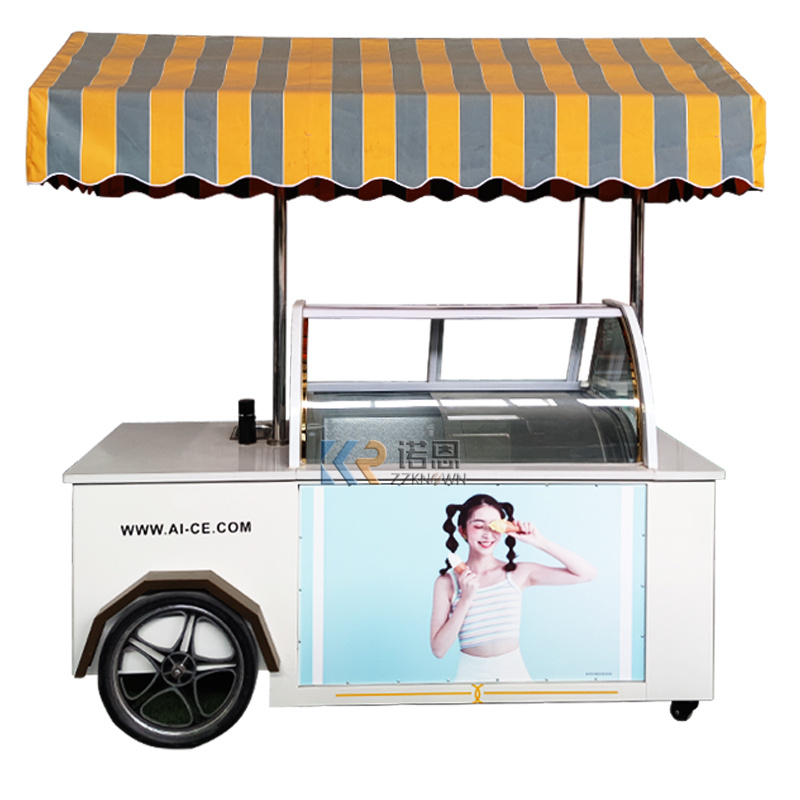 High Efficiency Bicycle Ice Cream Cart Bike Outdoor Mobile Ice Cream Truck Cart For Sale