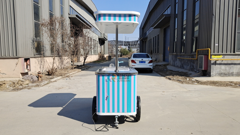 Ice Cream Cart Street Application Mobile Gelato Cart Italian Ice Cream Cart With Right Angle Cabinet