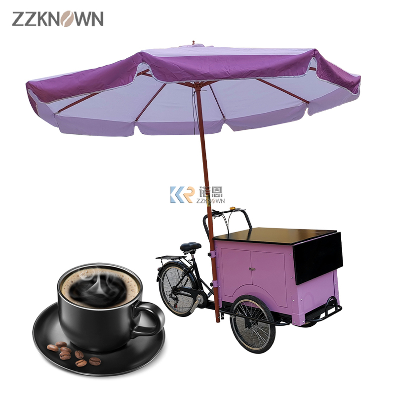 Electric Vehicle Cafe Bike Mobile Coffee Shop Tricycle Cafe Bike Mobile Coffee Tricycle with Large Parasol