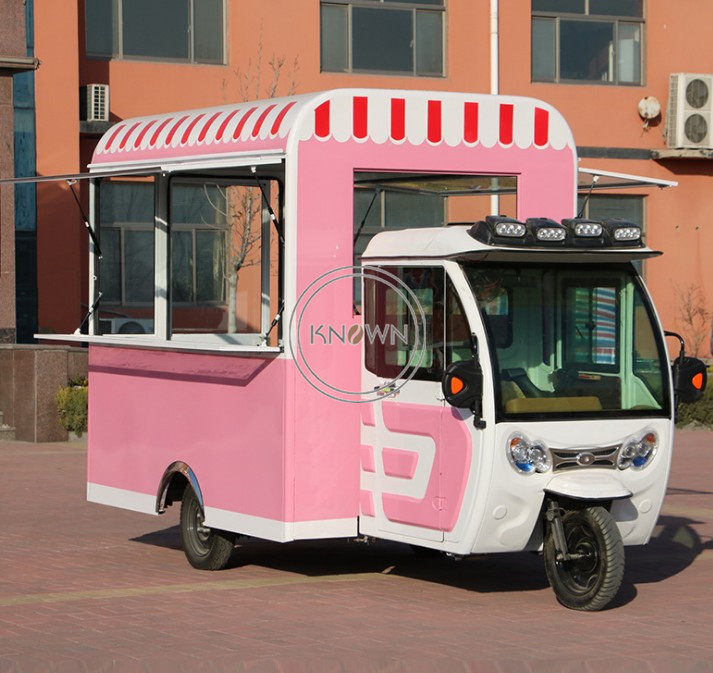 KN-JS380 CE Approval Italian Coffee Motorcycle Electric Mobile Street Tricycle Food Cart Europe Customized Tricycle Food Cart