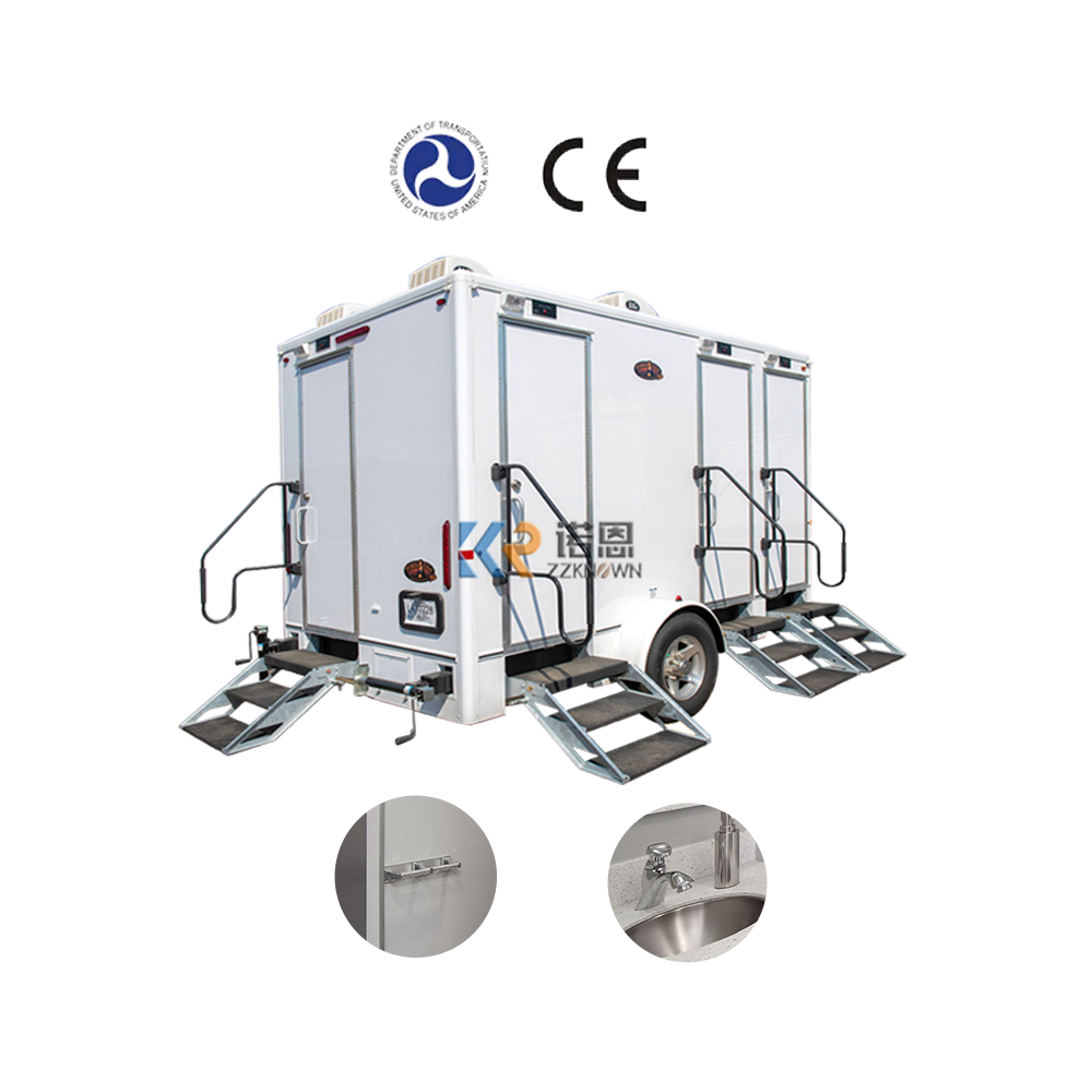 Outdoor Toilet Portable Luxury Restroom Trailer Public Mobile Restroom Cleaning Trailer One Stall On Wheels Kitchen