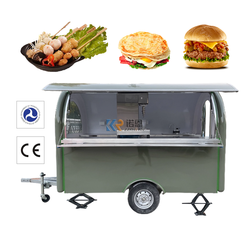 KN-FR-280B Mobile Food Cart Trailer Stainless Steel Ice Cream Truck Snack Food Carts for Sale