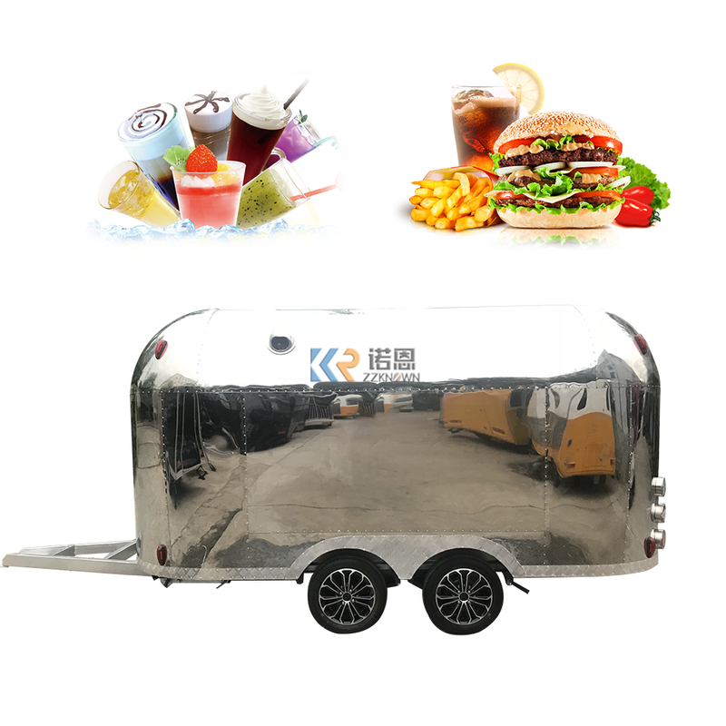 Best Selling Perfect Stainless Steel 4m Long Food Van Trailer Airstream Food Truck for Sale Europe