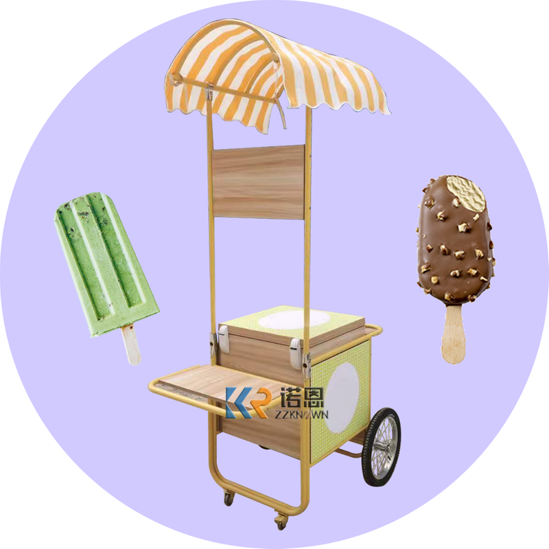 Factory Price Italian Ice Cream Cart Ice Cream Vending Cart Gelato Display Freezer Hand Push Cart