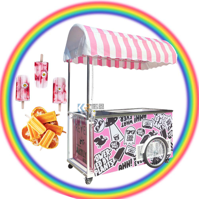 Commercial Solar Powered Ice Cream Cart With Chest Freezer Ice Cream Cabinet Commercial Glass Lid Sliding Door Customized 
