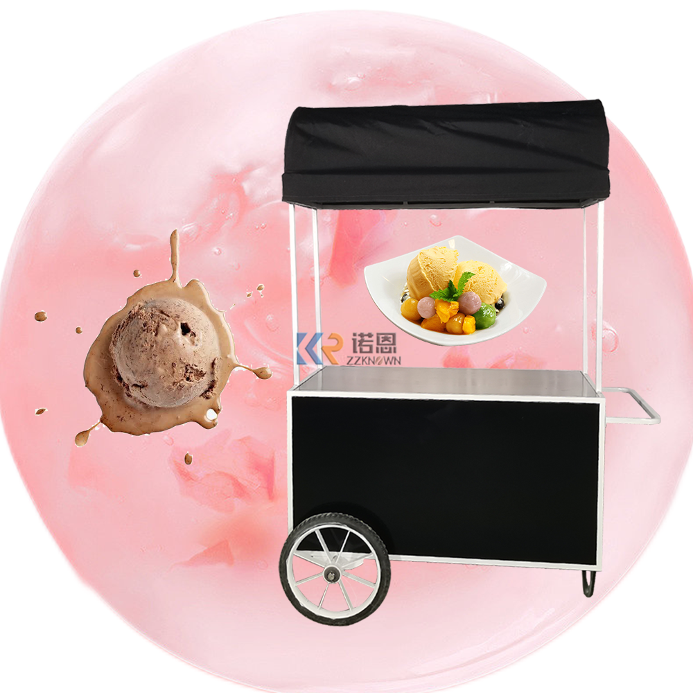 Cheap Trailer Mobile Food Vending Trailer Flower Vending Cart Custom Design Stainless Steel Mobile Ice Cream Gelato Cart with Bike