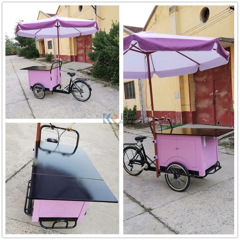 Electric Vehicle Cafe Bike Mobile Coffee Shop Tricycle Cafe Bike Mobile Coffee Tricycle with Large Parasol