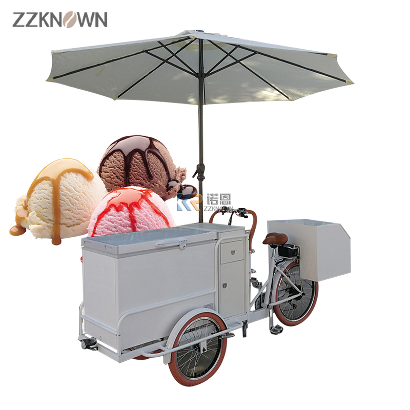 350W Motor with Pedal Assist Commercial Cargo Tricycle 3 Wheel Electric Gelato Ice Cream Bike for Sale