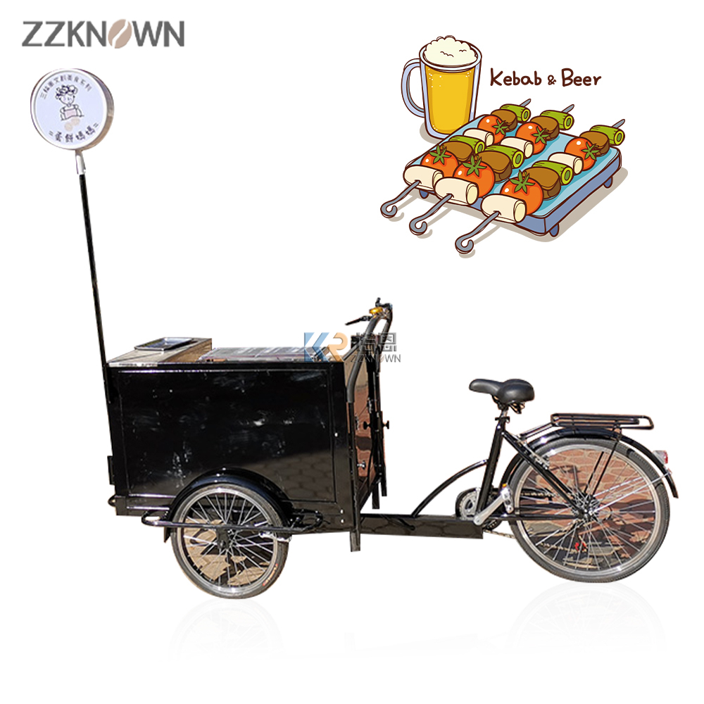 Street Food Barbecue Bicycle Mobile BBQ Hot Dog Tricycle Electric Food Tricycle with Grill for Street Food Sales