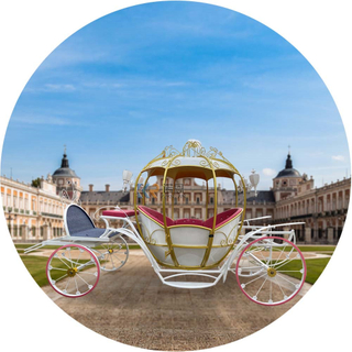 European Style Luxury Electric Royal Horse Drawn Cart Special Transportation Gold Wedding Wagon Pumpkin Horse Carriage