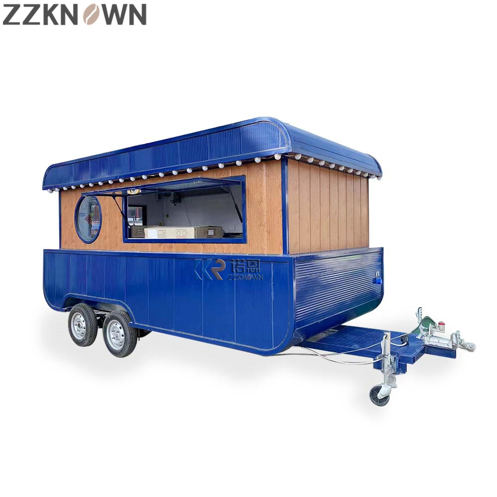 KN-BT-400X Boat Shape Fryer Fast Food Trucks Street Mobile Food Trailer With Full Kitchen Equipments