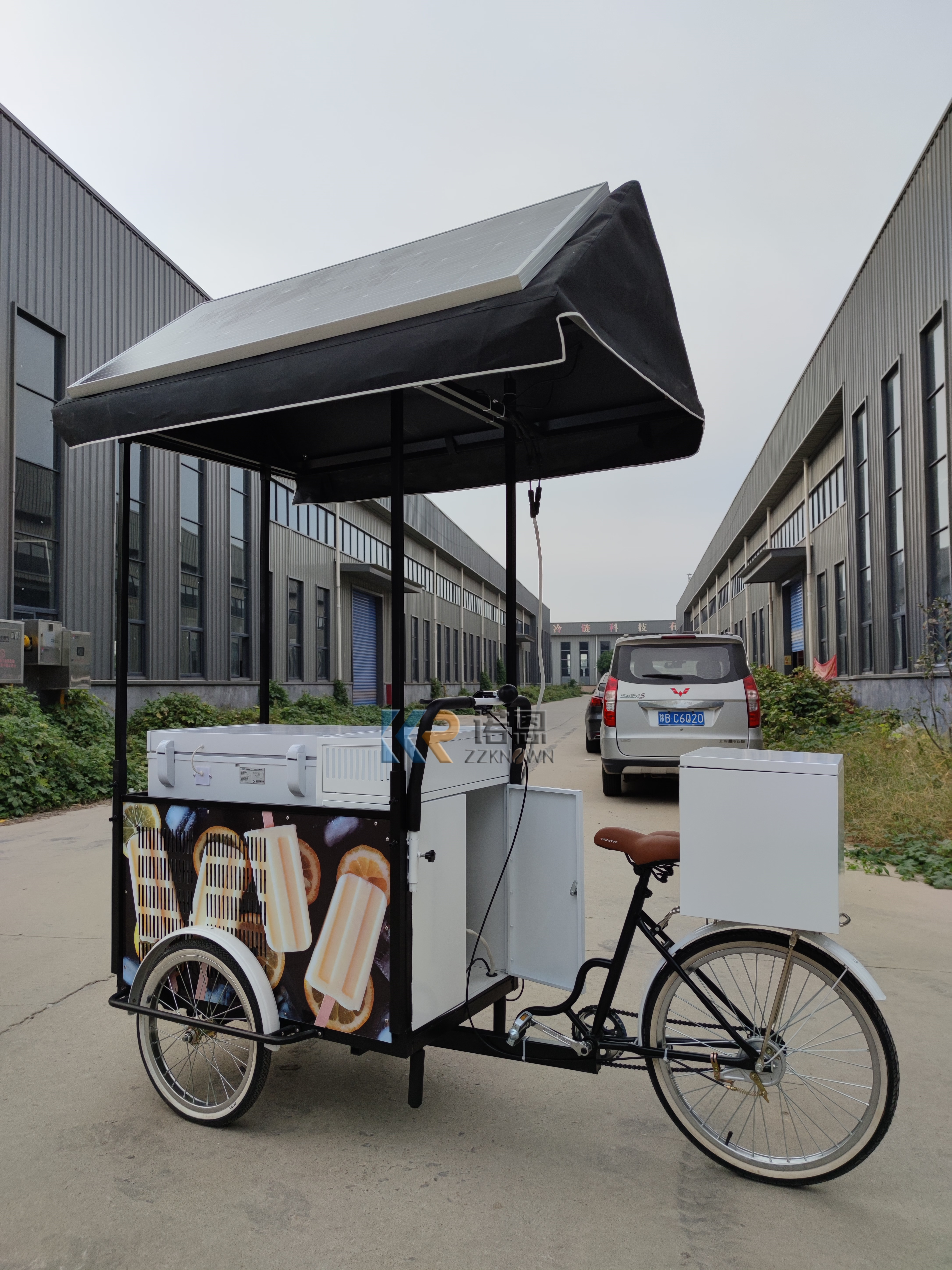 New Design Ice Cream Push Cart With Display Freezer Mobile Juices And Ice Cream Kiosk Trailer Fast Food Cart Store Truck