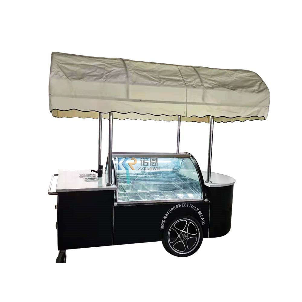 Aluminum Hot Dog Cart Mobile Bar Ice Cream Push Cart Electric Outdoor Commercial Trailer