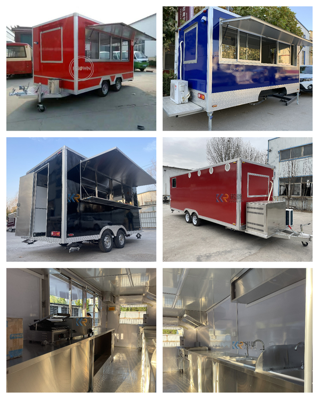 Hot Sale Mobile Street Fast Food Trailer Cart For Sale New Design Hamburger Pizza Ice Cream Food Truck Trailer Fully Equipped