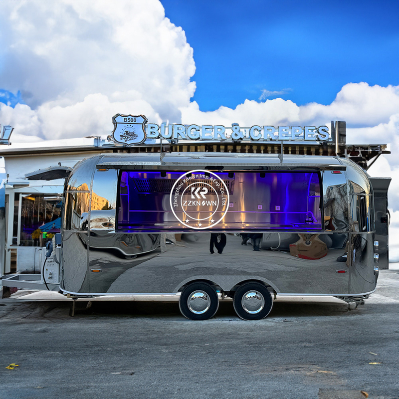 KN-QF-500S Airstream Street Mobile Restaurant Kitchen Burger Catering Coffee Trailer Pizza Food Kiosks Food Caravan Food Truck Car