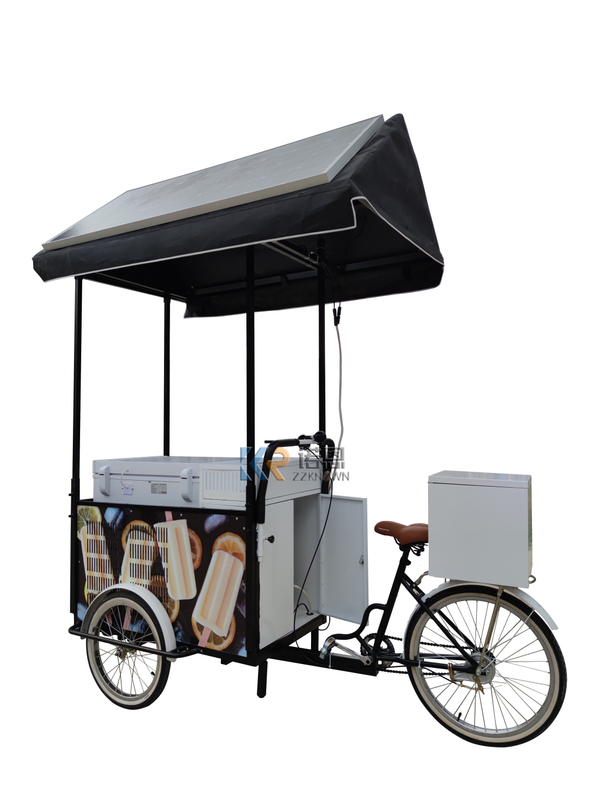 New Design Ice Cream Push Cart With Display Freezer Mobile Juices And Ice Cream Kiosk Trailer Fast Food Cart Store Truck