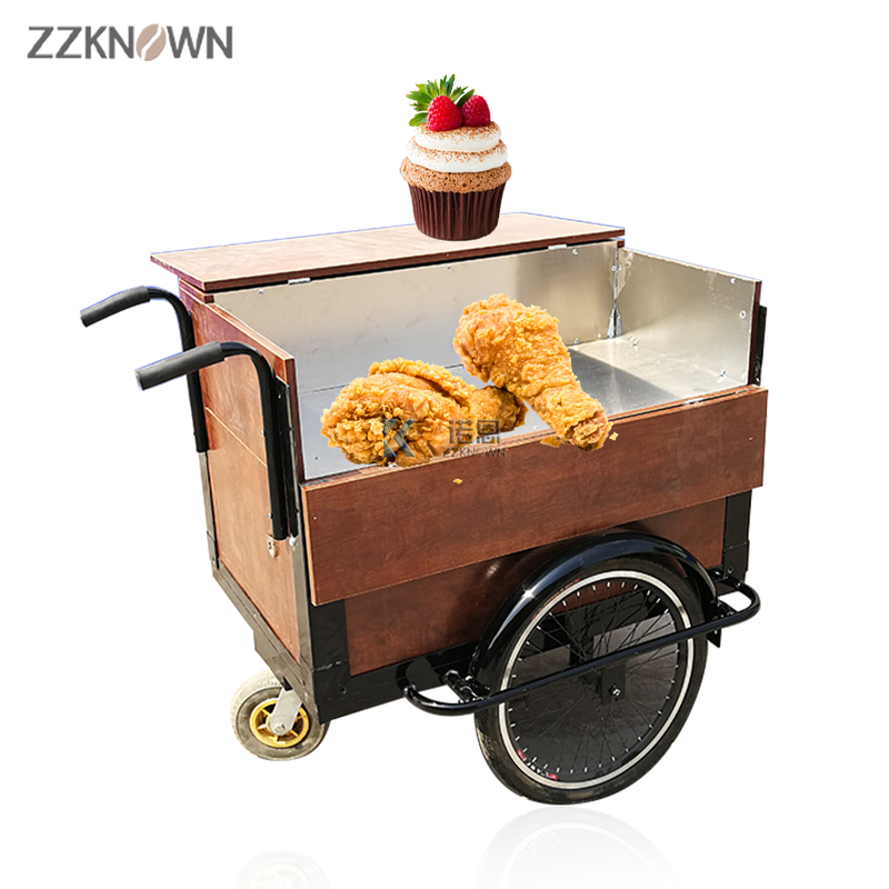 Food Vending Carts Manufacturers Wooden Bike Coffee Shop Mobile Cart with Sink Pump System