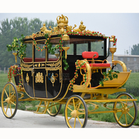 Royal Princess Buggy Black Gold Royal Carriage Wedding Horse Carriage Manufacturer luxury Stage For Party