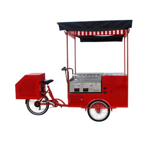 Red Color Electric Cargo Bike Street Vending Bicycle Adult Tricycle Beverage Drink Coffee Van Food Cart for Sale Customizable