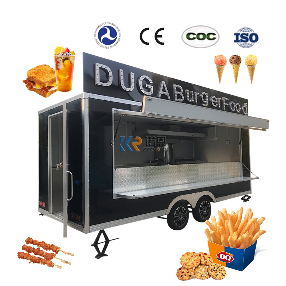 New Arrival Food Trailer Hot DogsCart Stainless Steel Mobile Ice Cream Food Truck Caravan Trolley