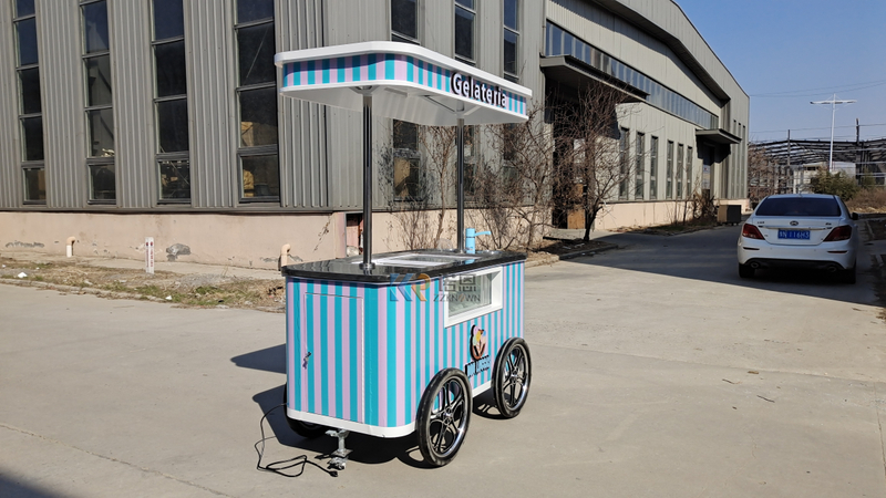 Ice Cream Cart Street Application Mobile Gelato Cart Italian Ice Cream Cart With Right Angle Cabinet