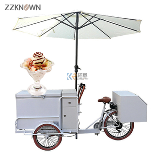 350W Motor with Pedal Assist Commercial Cargo Tricycle 3 Wheel Electric Gelato Ice Cream Bike for Sale