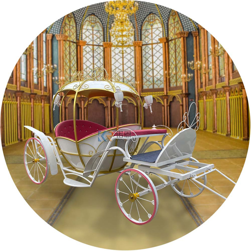 European Style Luxury Electric Royal Horse Drawn Cart Special Transportation Gold Wedding Wagon Pumpkin Horse Carriage