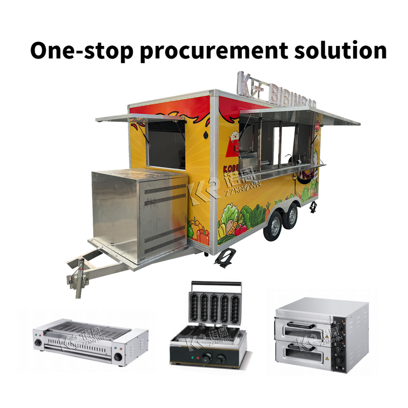 4m square food trucks with customized logos and patterns for the whole truck Mobile Caravan Kitchen Food Trailer For Sale