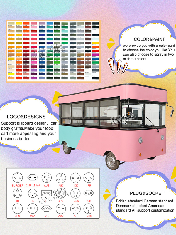 Hot Selling Customized Electric Food Vehicle Ice Cream Truck Food Vending Van Mobile Food Cart 