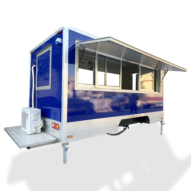 KN-FSH-500 Street Catering Mobile Fast Food Trailer For Sale With Porch Fully Equipped